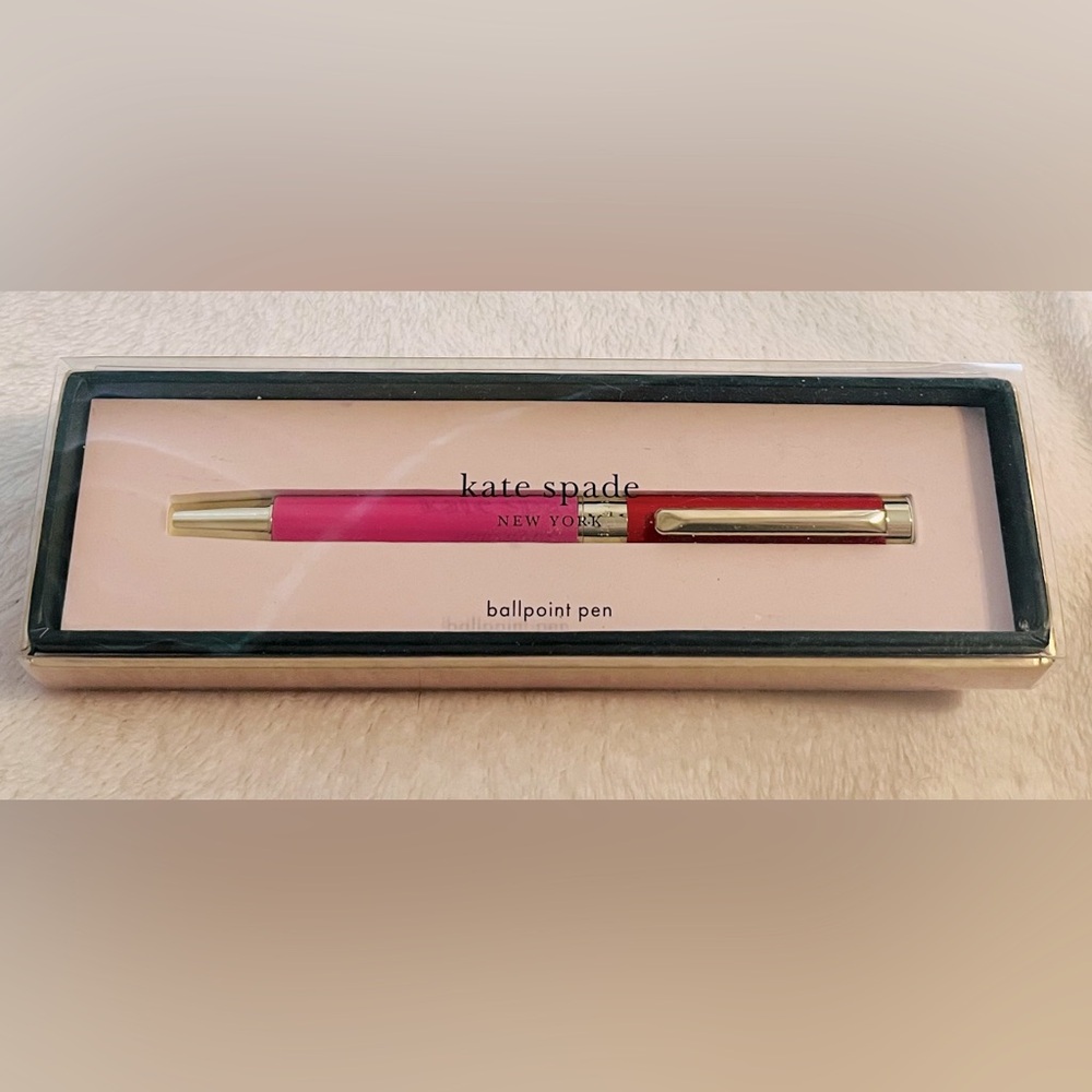 KATE SPADE Red & Pink Colorblock Ballpoint Pen NEW!